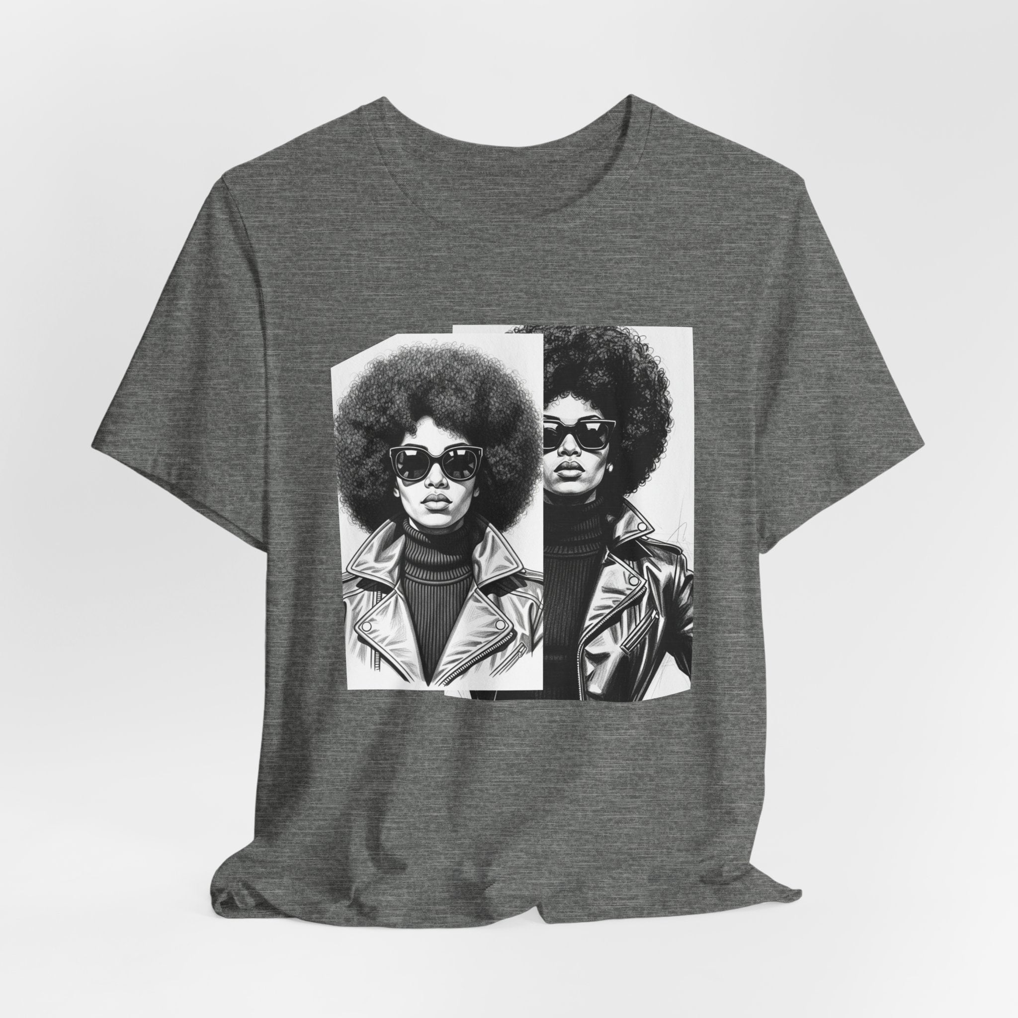 Powerful Black Woman Potrait - 70s with Retro Black Pride Tee Shirt