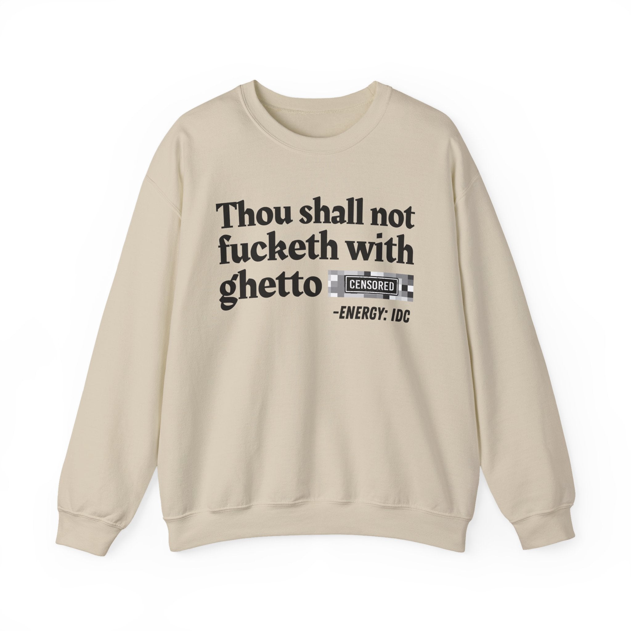 Thou Shall Not Fucketh With Ghetto (Censored Bitch) — Vintage funny Bible——Print Slogan T-Shirt