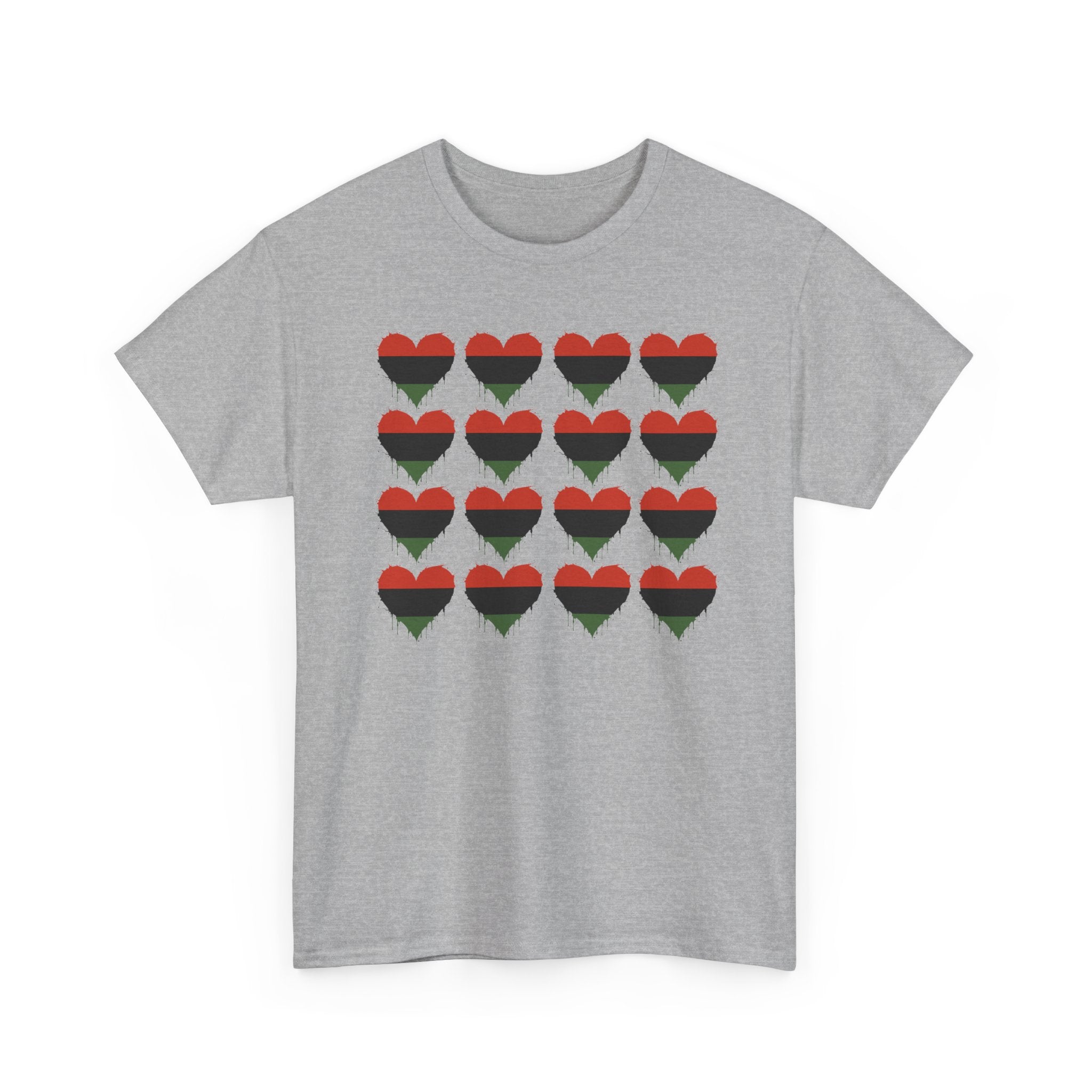 African American Hearts T‑Shirt — Black Red Green Pride Tee
