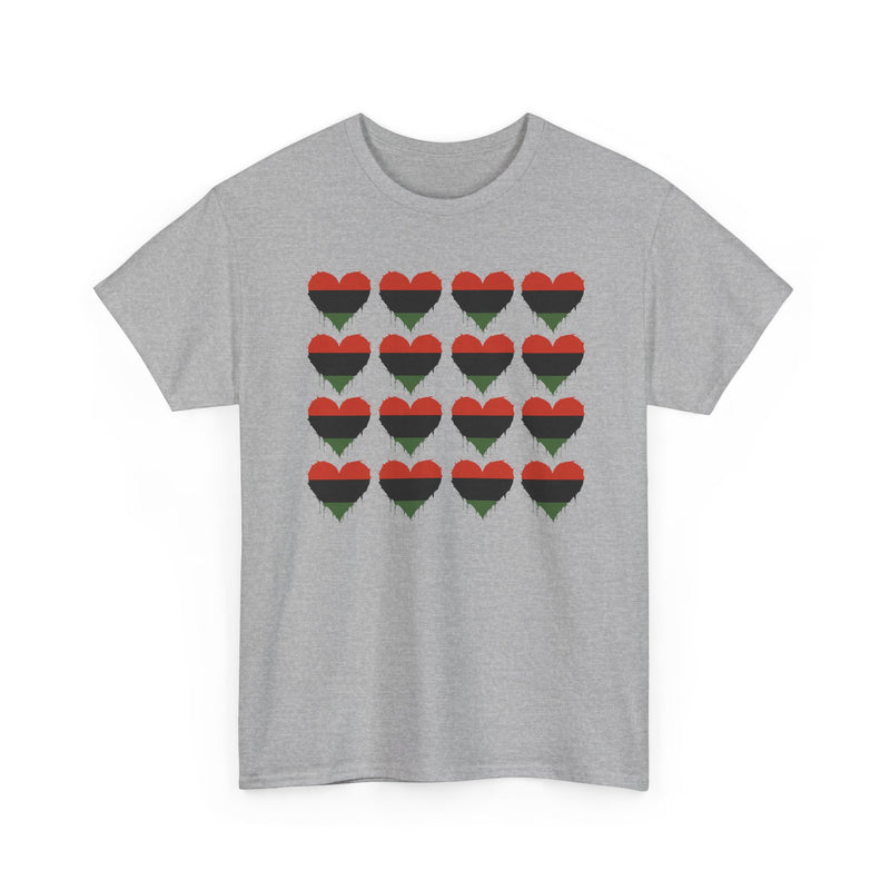 African American Hearts T‑Shirt — Black Red Green Pride T-Shirt