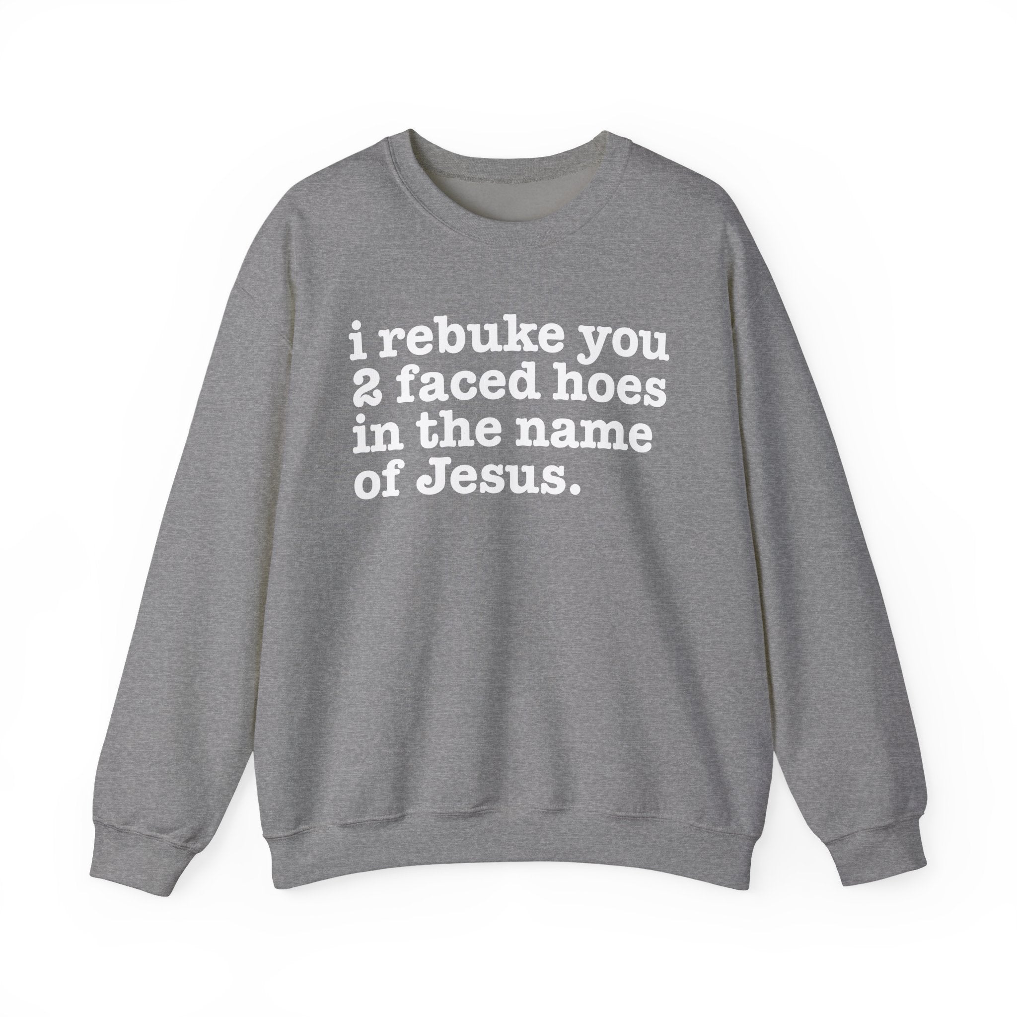 I Rebuke You 2 Faced Hoes in the Name of Jesus — Christian Humor Sweatshirt