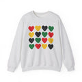 Afrocentric Sweatshirt with Red, Yellow, Green & Black Heart Grid