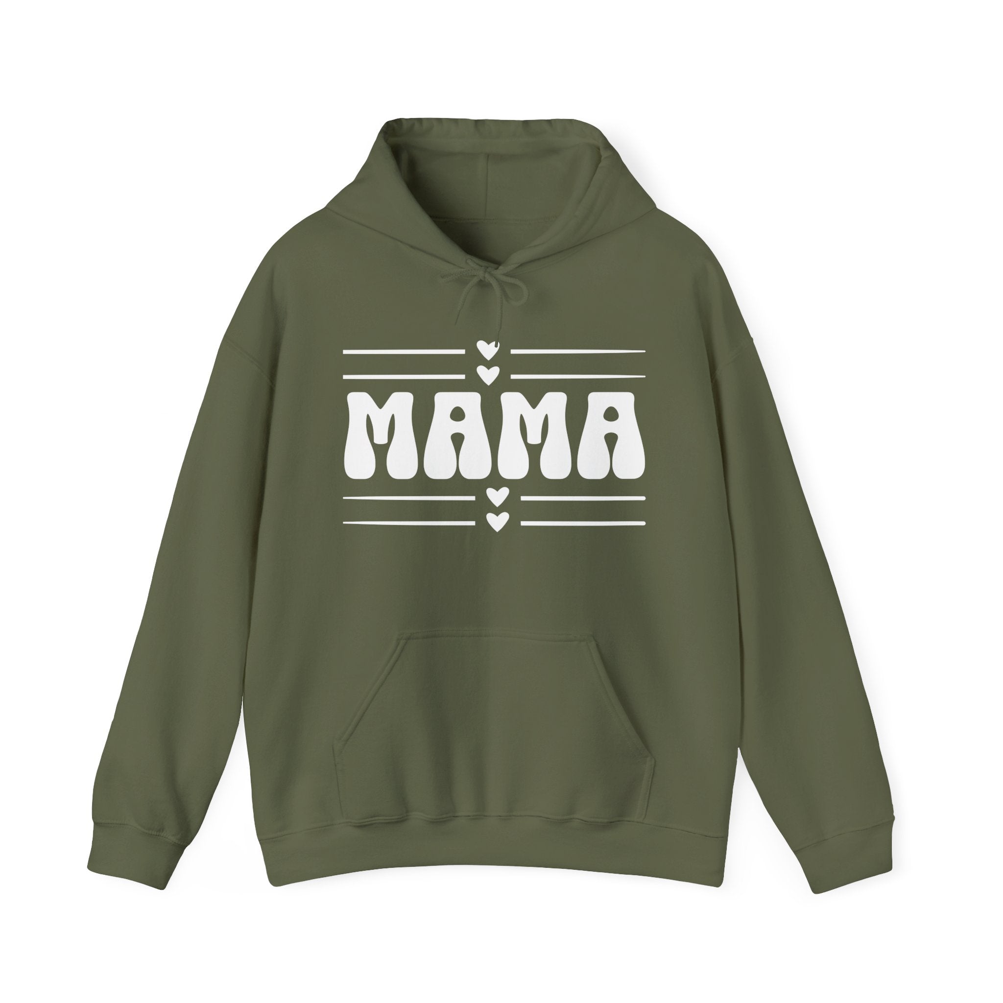 Mama Retro Hearts Hoodie — Vintage Groove Mother's Day Sweatshirt