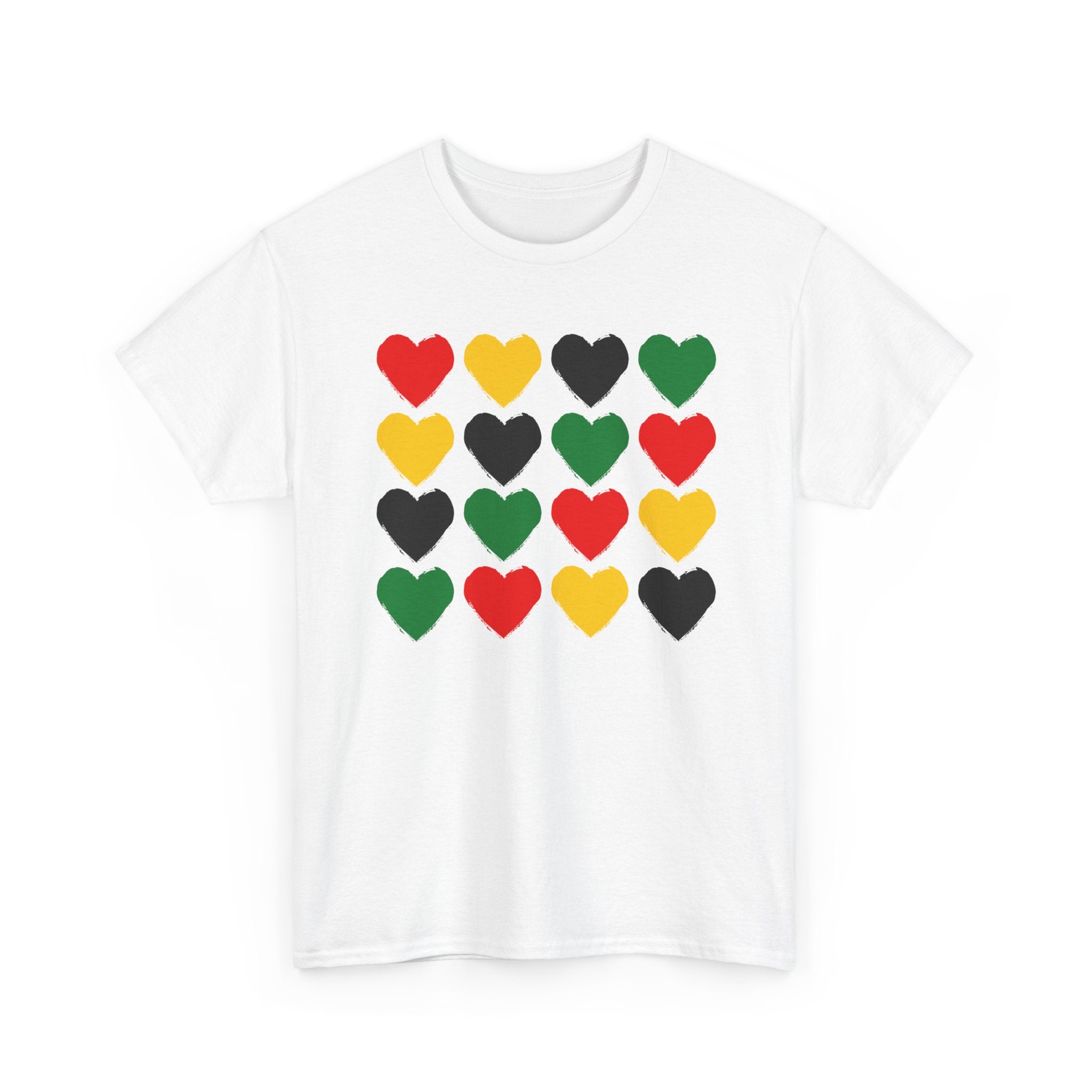Pan——African Heart Grid T-Shirt — Colorful Pride T-Shirt