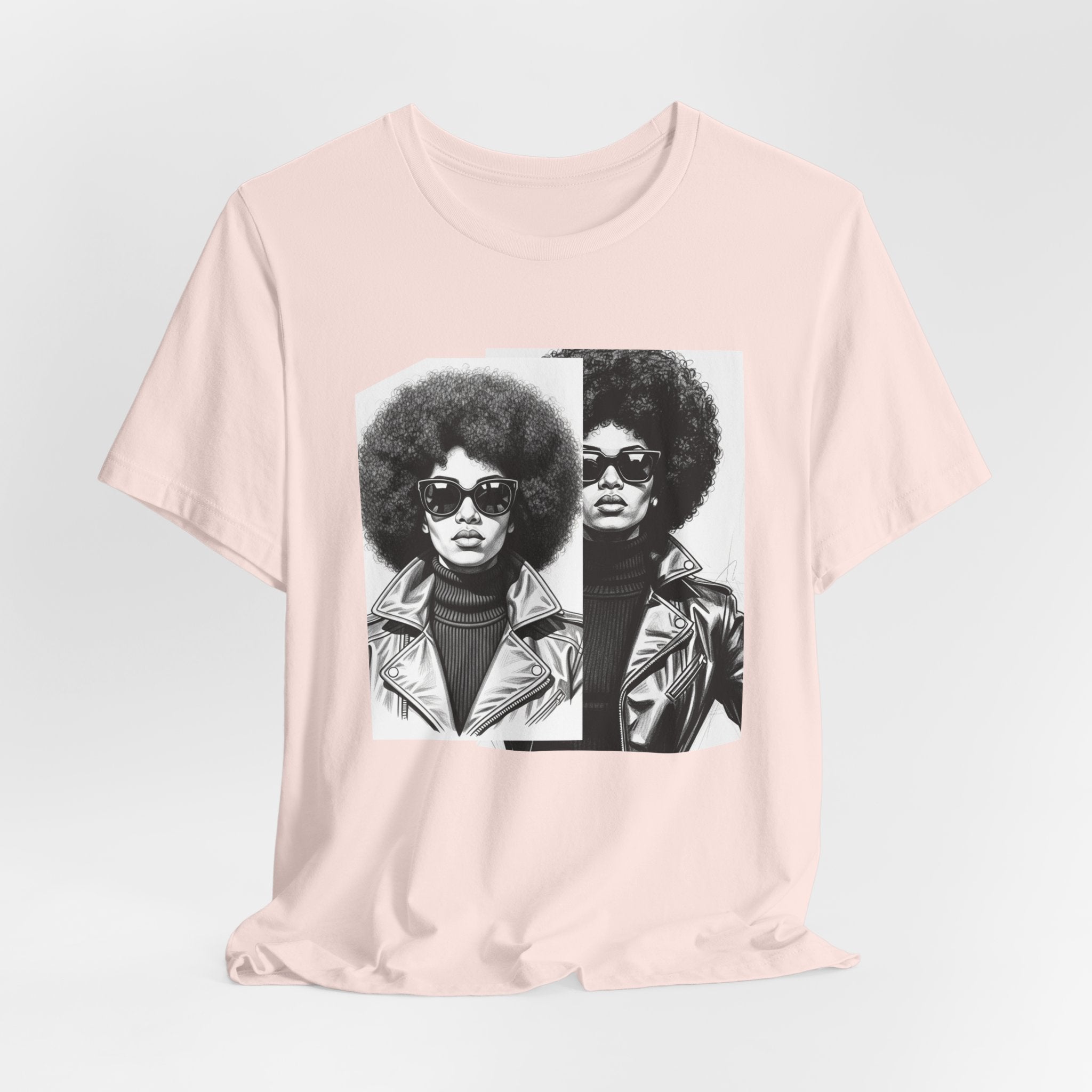 Powerful Black Woman Potrait - 70s with Retro Black Pride Tee Shirt