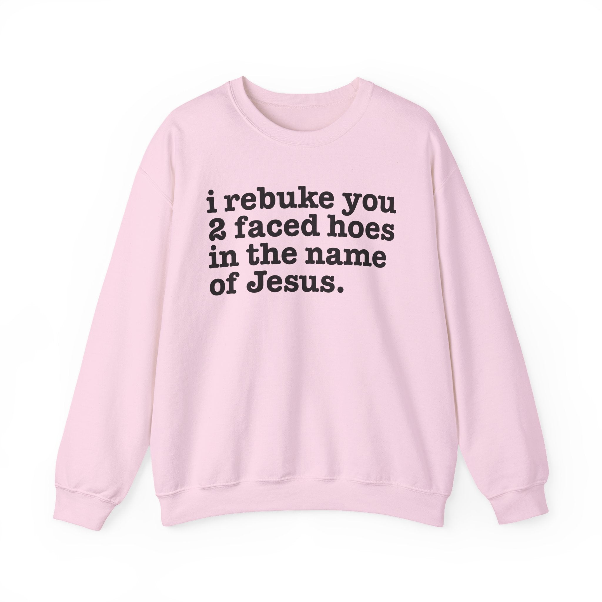 I Rebuke You 2 Faced Hoes in the Name of Jesus — Christian Humor Sweatshirt