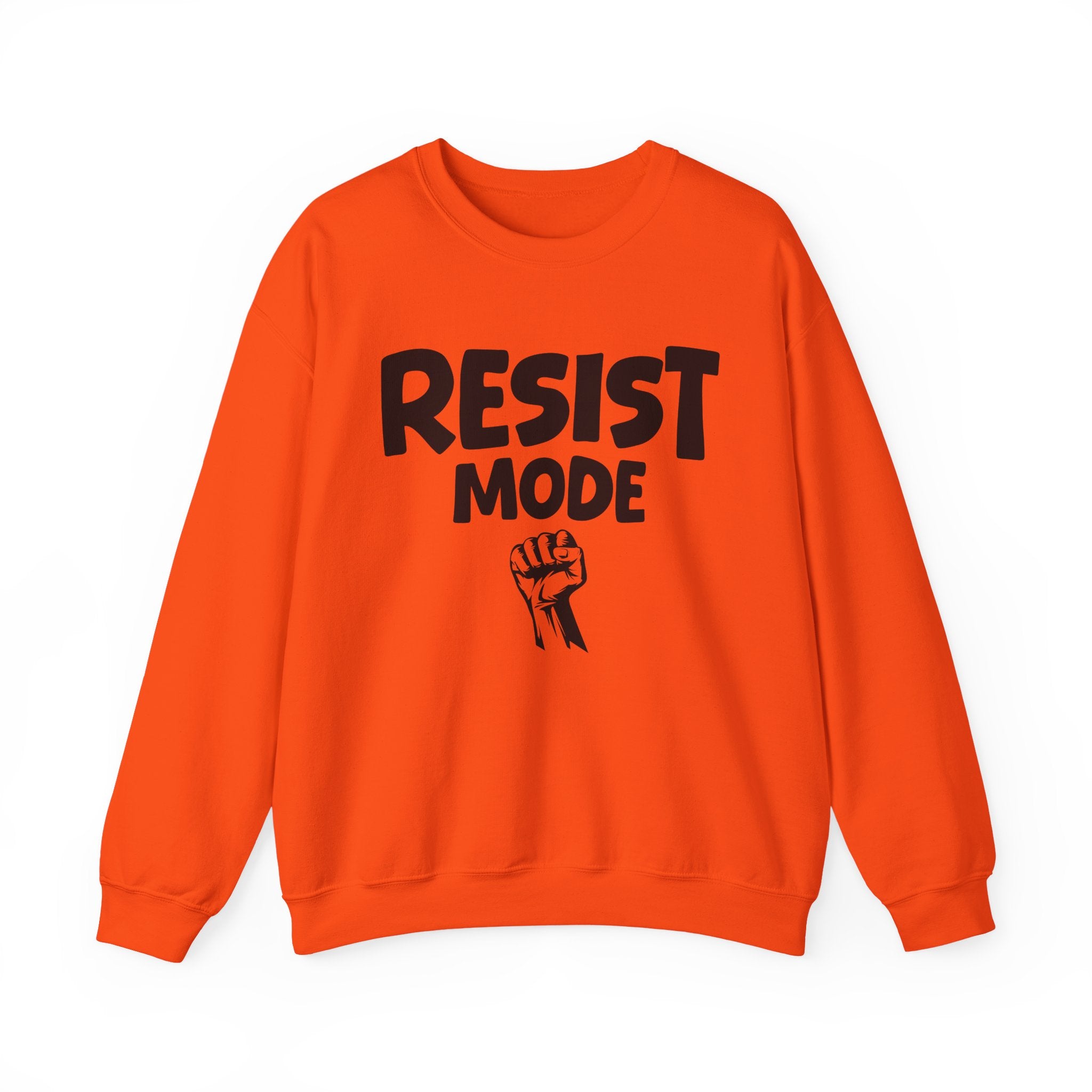Resist Mode Crewneck Sweatshirt — Political Activism Fist Graphic