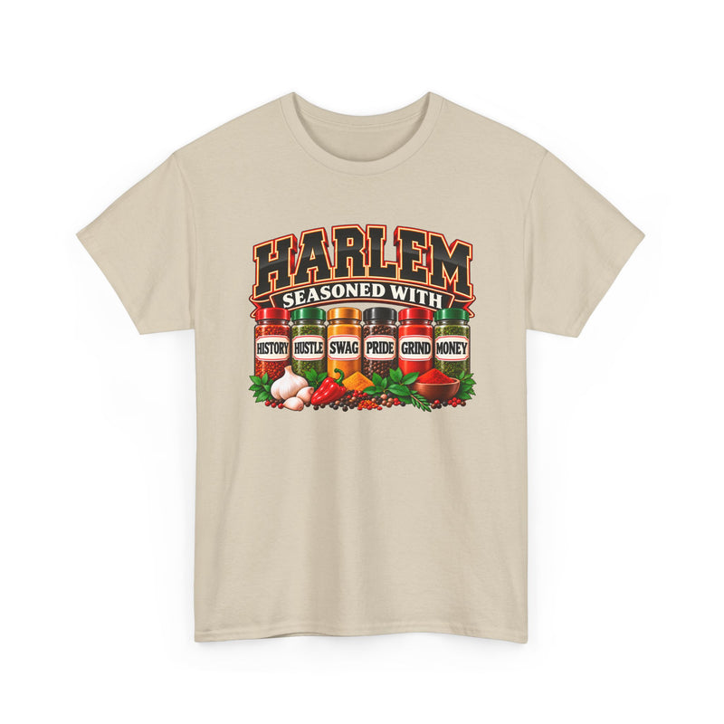 Harlem Seasoned With History Hustle Swag Pride Grind Money  － T-Shirt