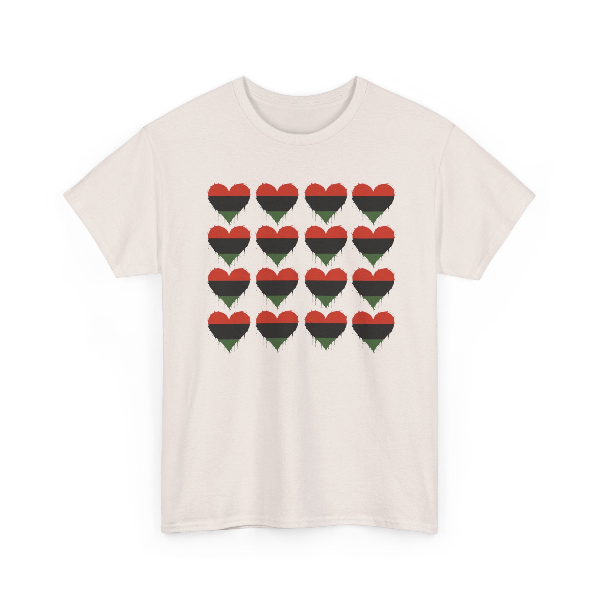 African American Hearts T‑Shirt — Black Red Green Pride Tee