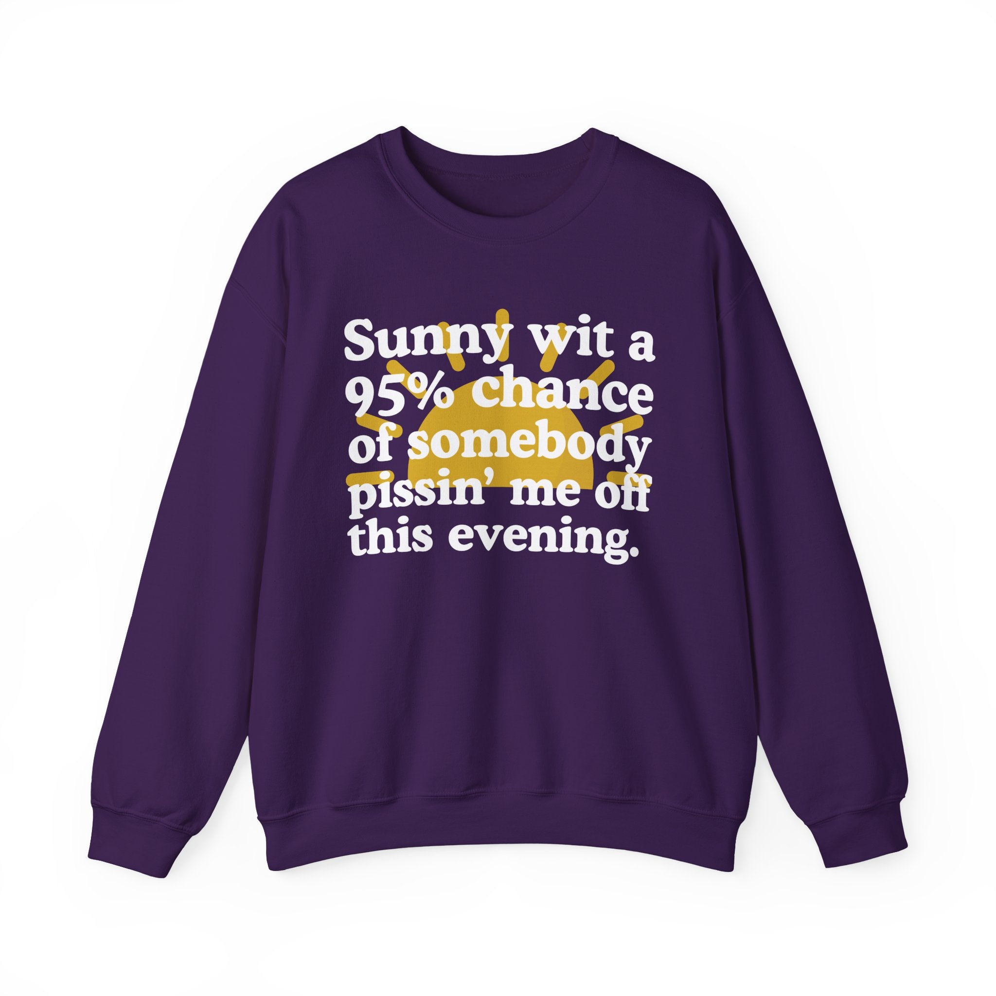 Sunny wit a 95% chance of Somebody Pissin' Me Off This Evening —  Funny Weather Forecast Sweatshirt