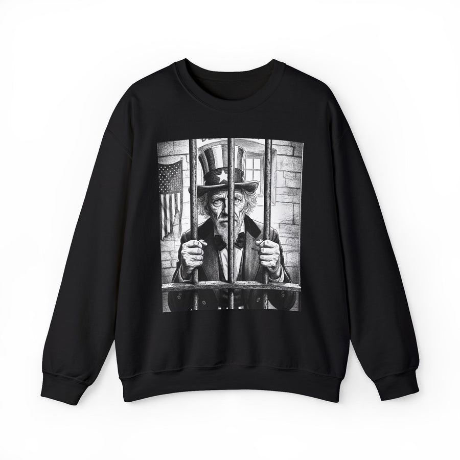 Uncle Sam (Freedom) — Sweatshirt front view: UNCLE SAM (FREEDOM) in bold statement lettering. Street Talk Designs politics and power statement apparel.