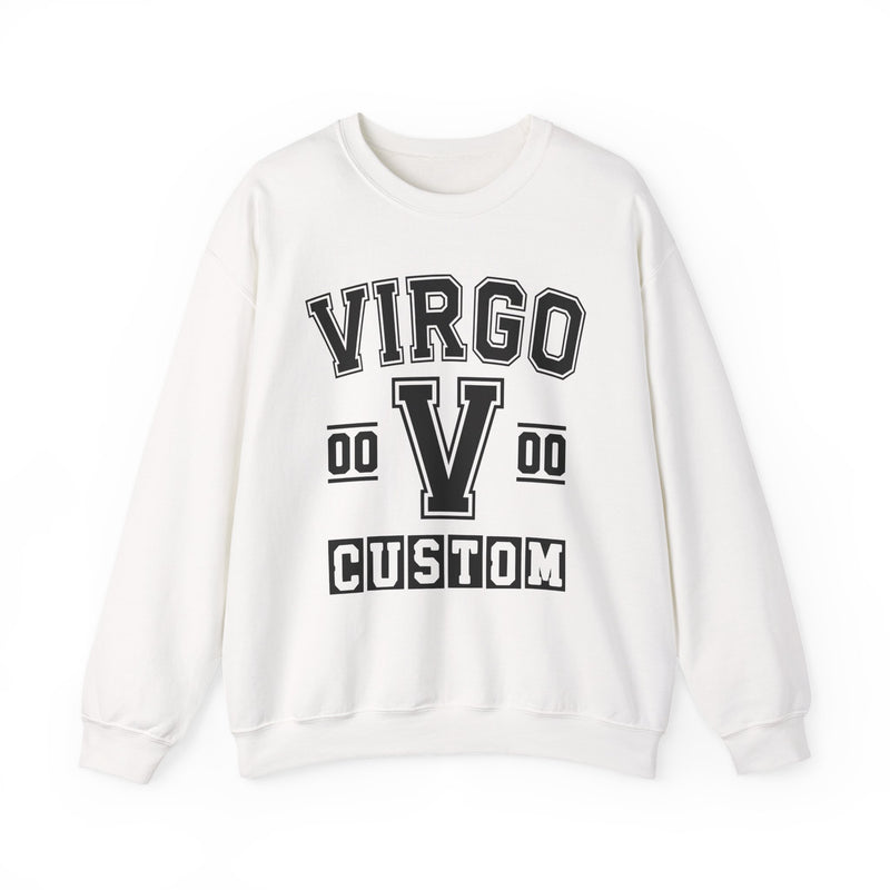 Custom Virgo Varsity Sweatshirt — Customize Birthday Day/Month/Year — Customize Gemini Season/Nation