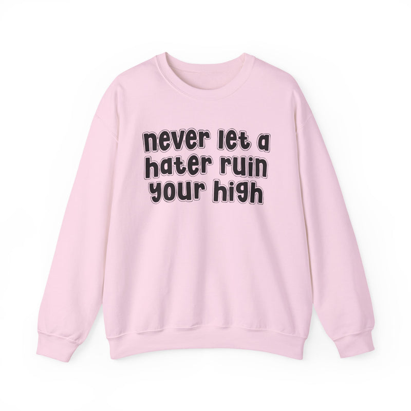 Never Let a Hater Ruin Your High -  Sarcastic Statement Sweatshirt