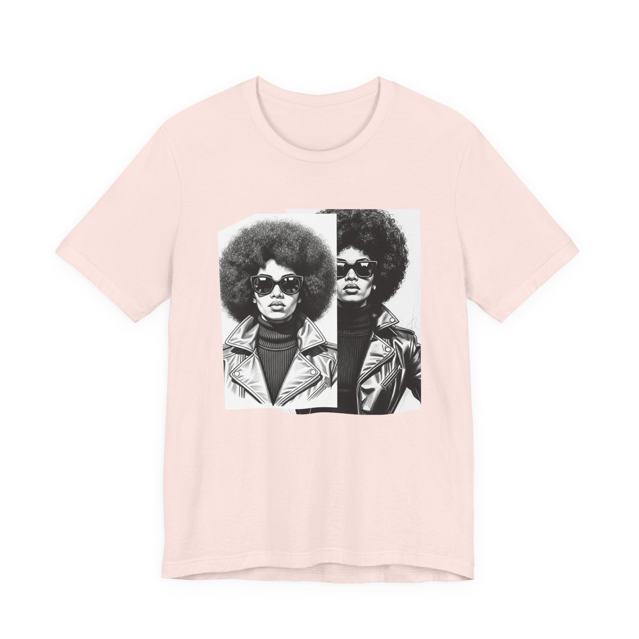 Powerful Black Woman Portrait － 70s with Retro Black Pride T-shirt
