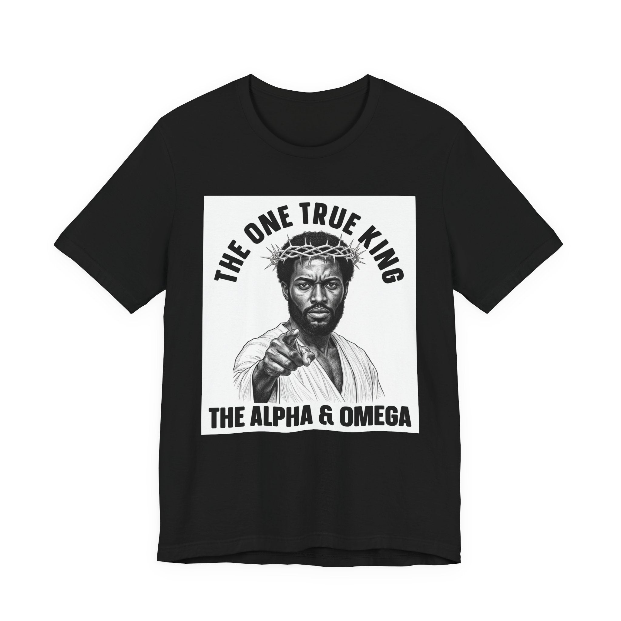 The One True King The Alpha & Omega (Black Jesus)  T-Shirt