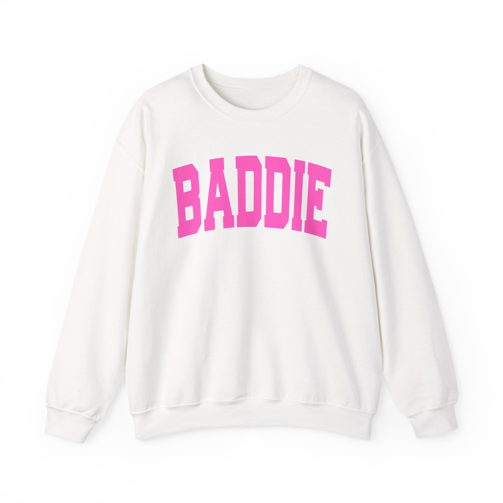 Baddie — Pink Varsity Crewneck Sweatshirt
