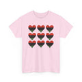 African American 9 Grid Hearts T‑Shirt — Red Black and Green Pride Tee