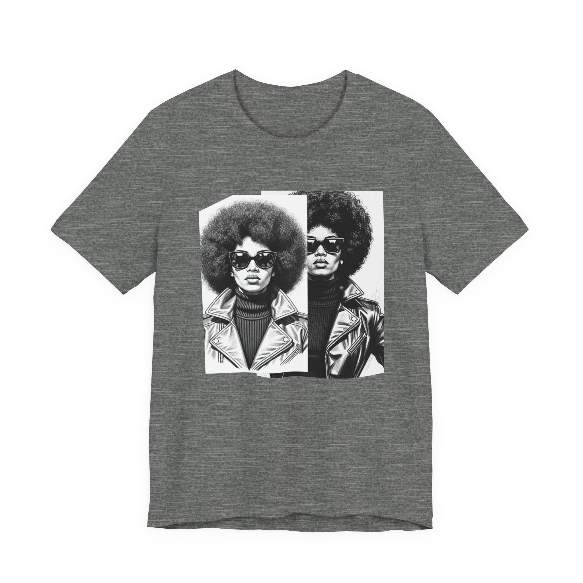 Powerful Black Woman Portrait － 70s with Retro Black Pride T-shirt