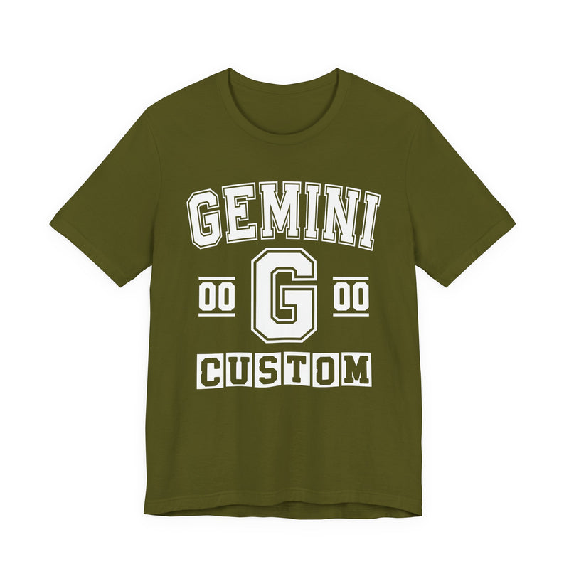 Custom Gemini Varsity T-Shirt — Customize Birthday Day/Month/Year — Customize Season/nation/Society