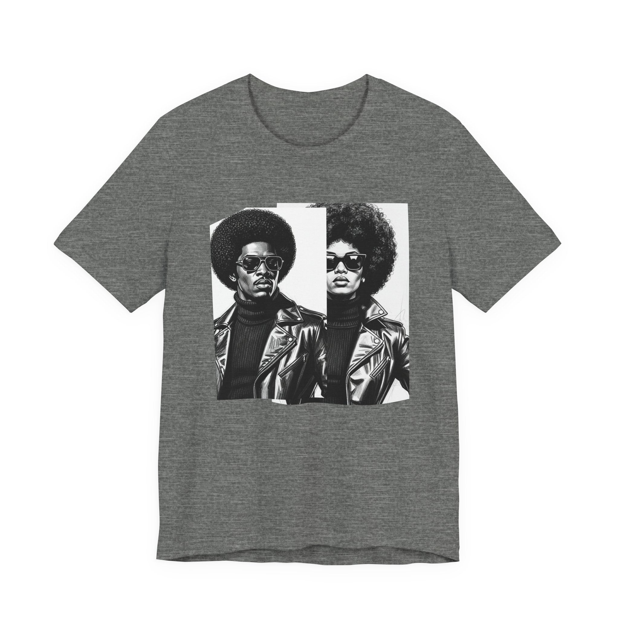 70s Style Portrait Of Black Power Couple － T-shirt