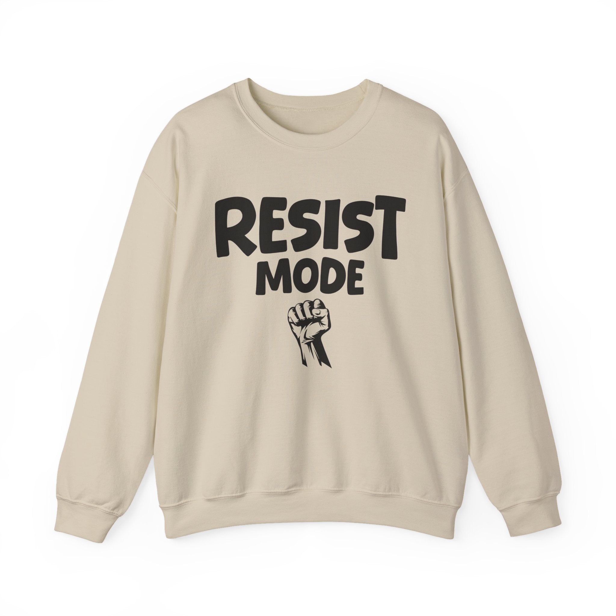 Resist Mode Crewneck Sweatshirt — Political Activism Fist Graphic