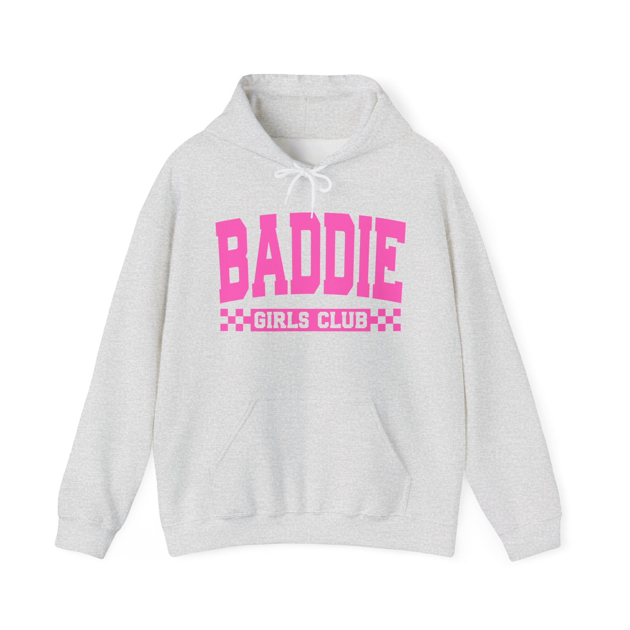 Baddie Girls Club Hoodie — Bold Pink Varsity Lettering Hooded SweaT-shirt