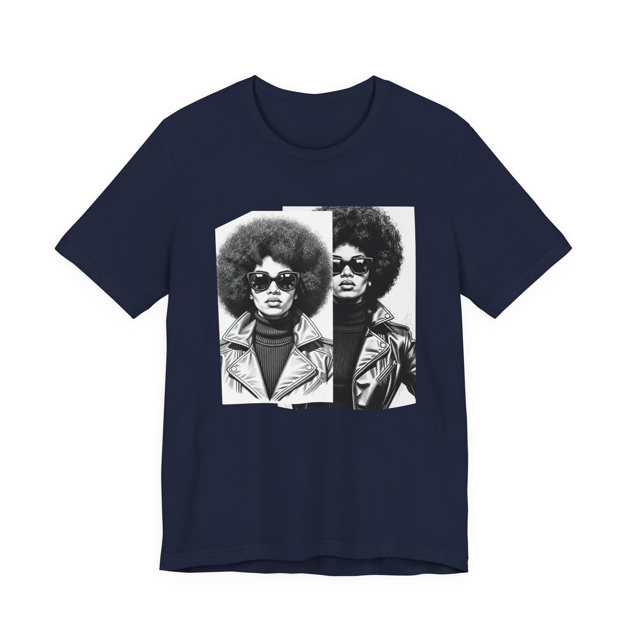 Powerful Black Woman Portrait － 70s with Retro Black Pride T-shirt