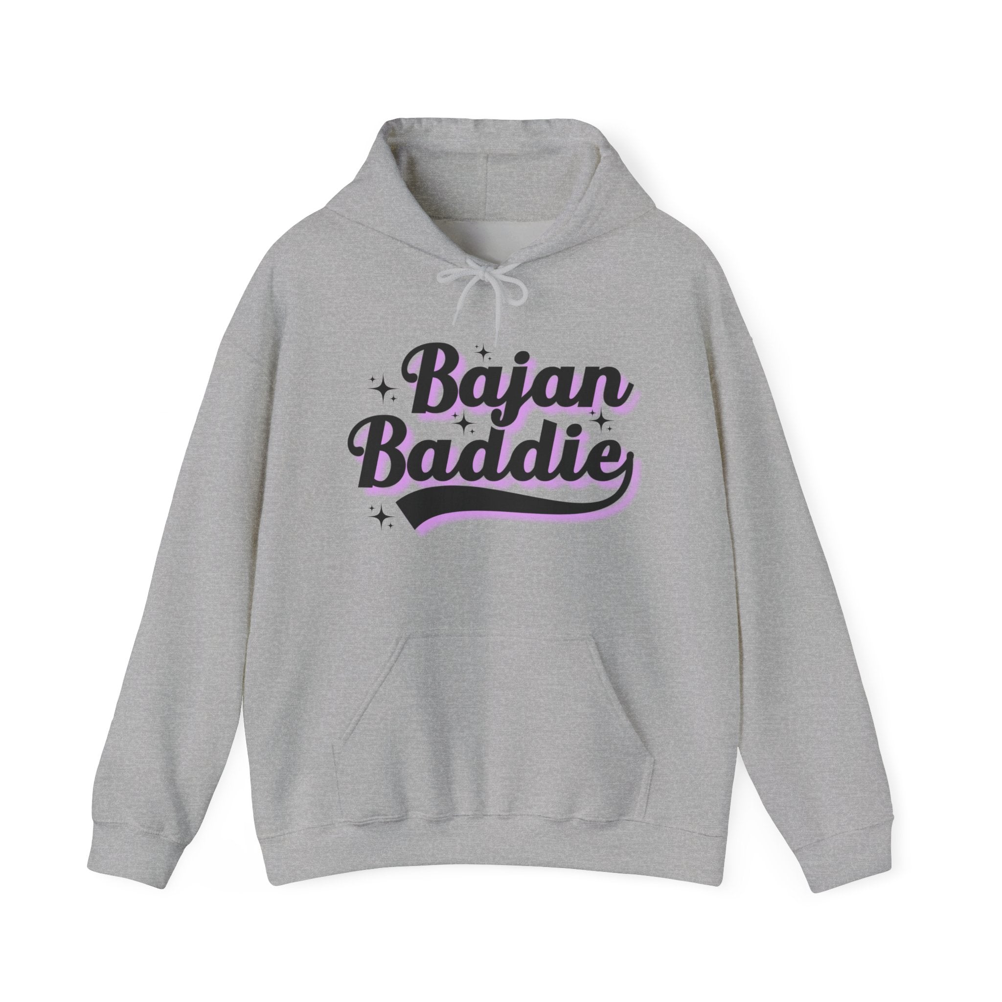 Bajan Baddie Hoodie — Bold Pink Varsity Lettering Hooded Sweatshirt