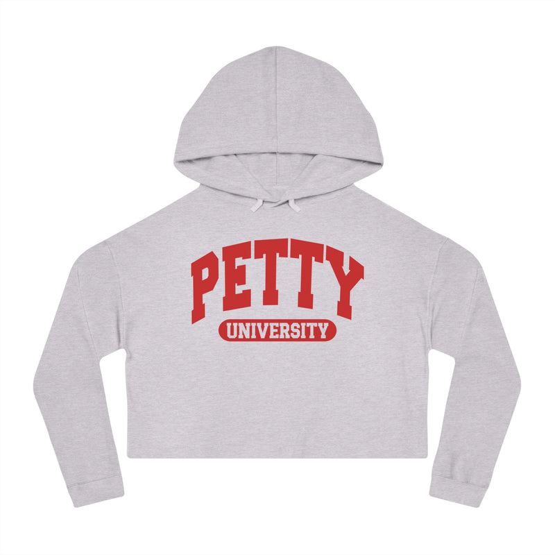 Petty University — Retro Collegiate Crop Top Hoodie