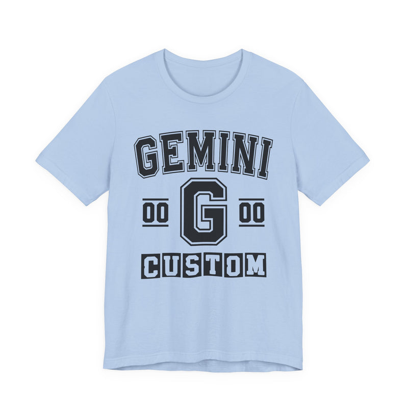 Custom Gemini Varsity T-Shirt — Customize Birthday Day/Month/Year — Customize Season/nation/Society
