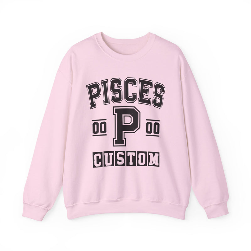Custom Pisces Varsity Sweatshirt — Customize Birthday Day/Month/Year — Customize Gemini Season/Nation