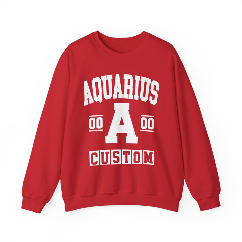 Custom Aquarius Varsity Sweatshirt — Customize Birthday Day/Month/Year — Customize Gemini Season/Nation