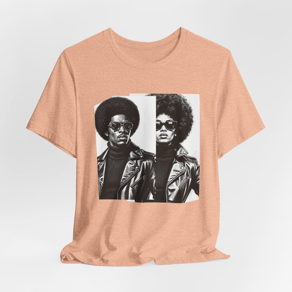 Black Power Couple - 70s with Retro Black Pride Tee Shirt