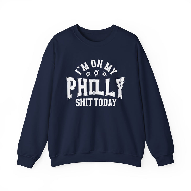Sweatshirt with lettering reading I'm On My Philly Shit Today, gallery image 7.