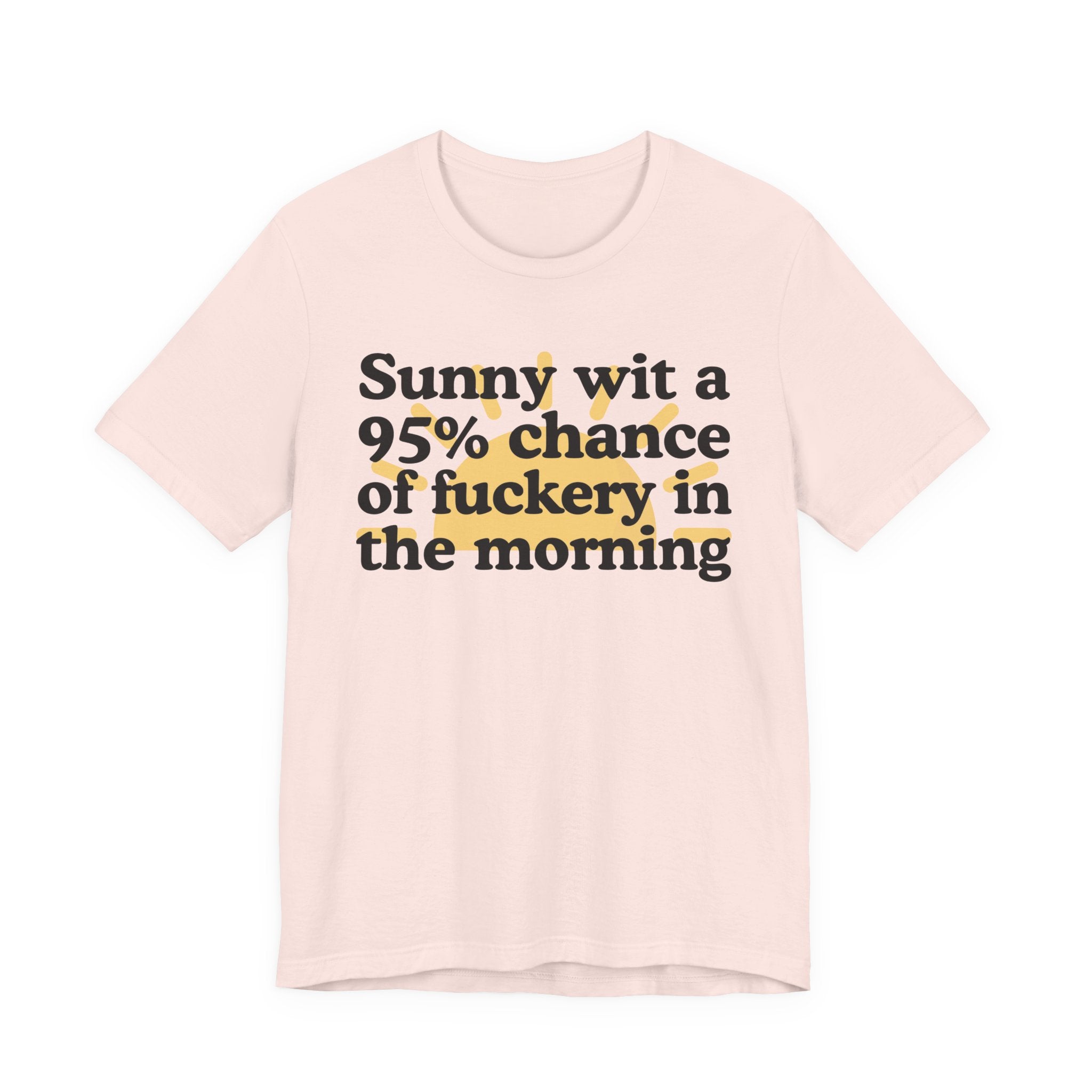 Sunny wit a 95% chance of Fuckery in the Morning —  Funny Weather Forecast T-Shirt