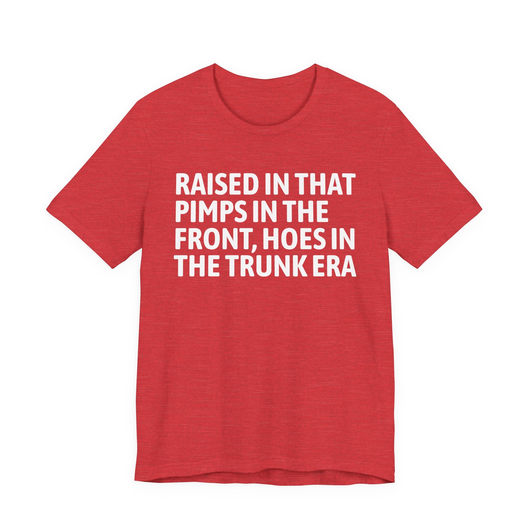 Raised In That Pimps In The Front Hoes In The Trunk Era - Funny Back In The Day Statement Tee Shirt