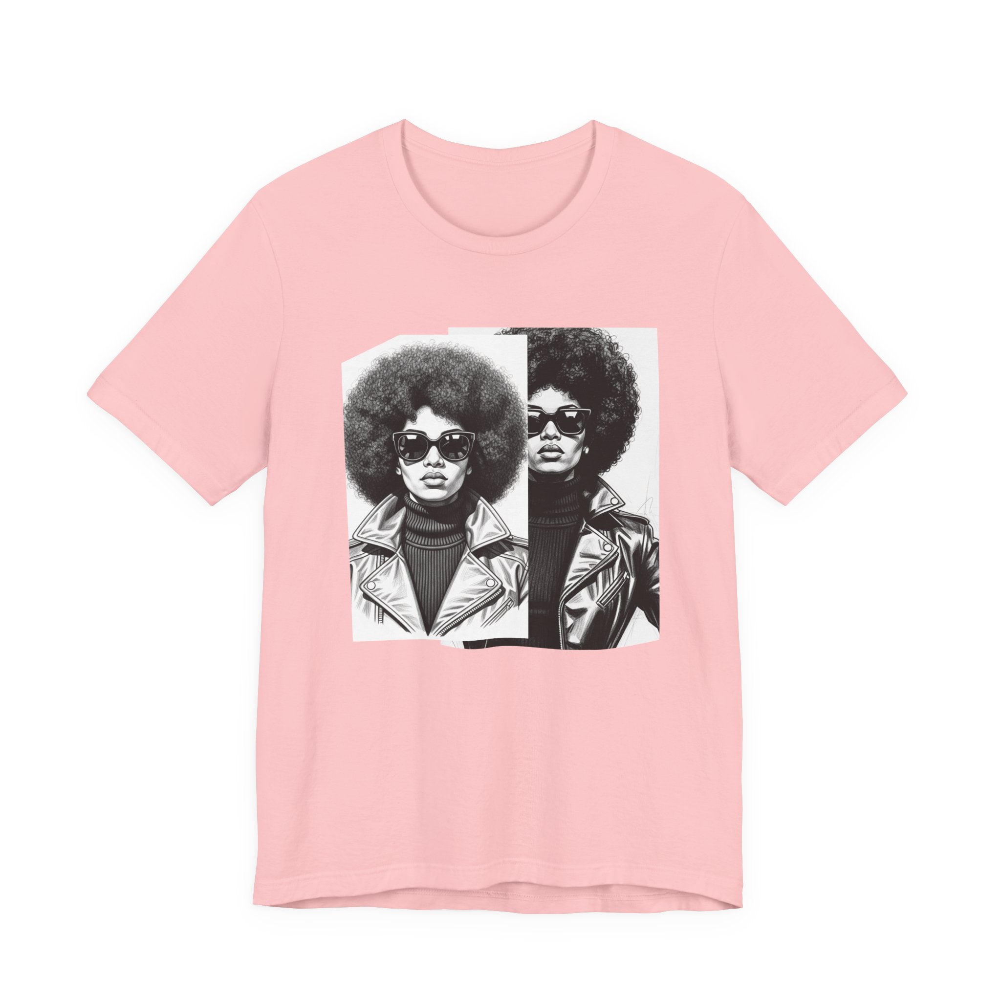 Powerful Black Woman Portrait － 70s with Retro Black Pride T-shirt