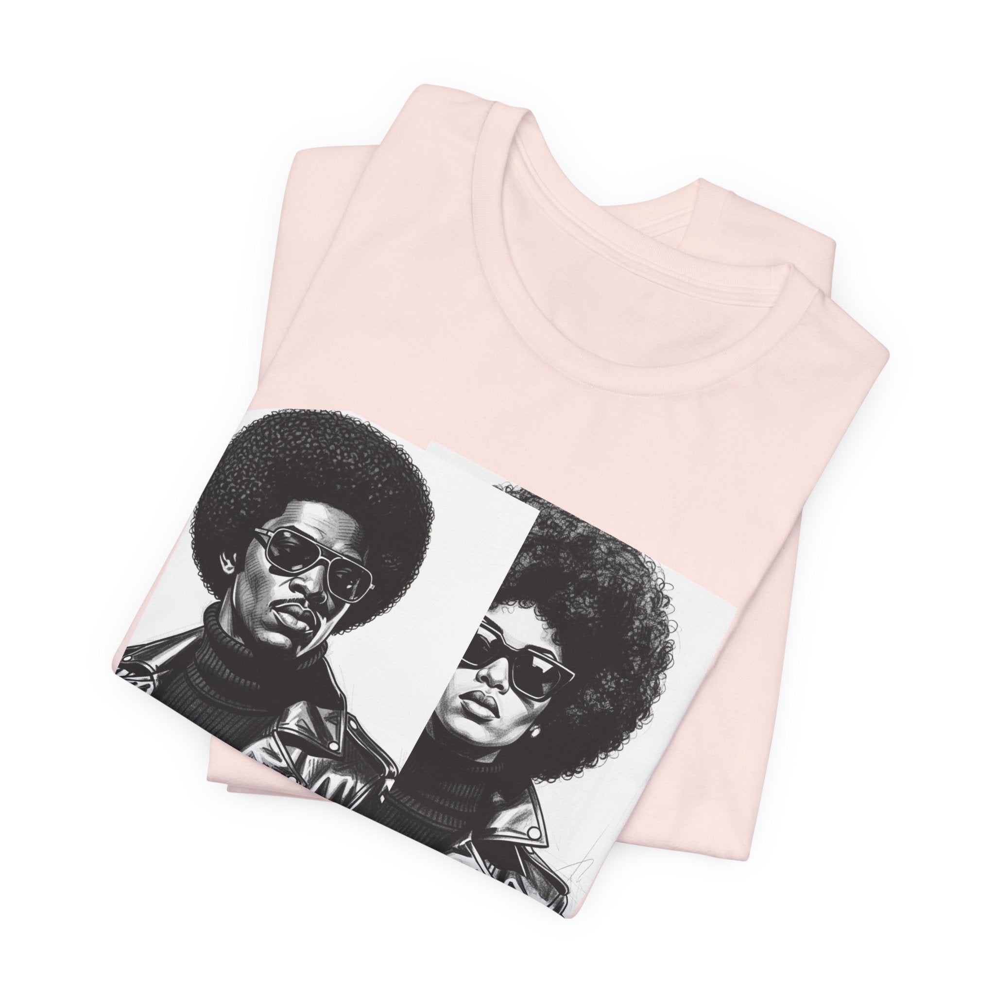 70s Style Portrait Of Black Power Couple － T-shirt
