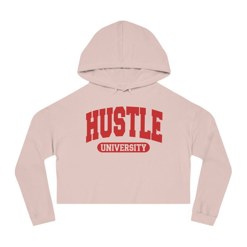 Hustle University — Retro Collegiate Crop Top Hoodie