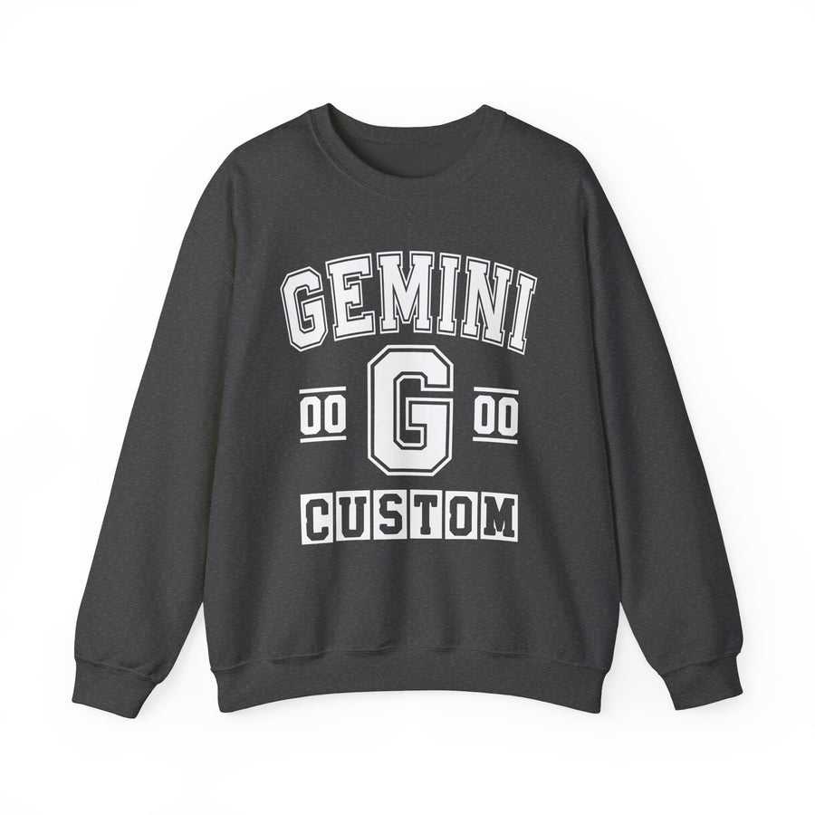 Custom Gemini Varsity Sweatshirt — Customize Birthday Day/Month/Year — Customize Gemini Season/Nation