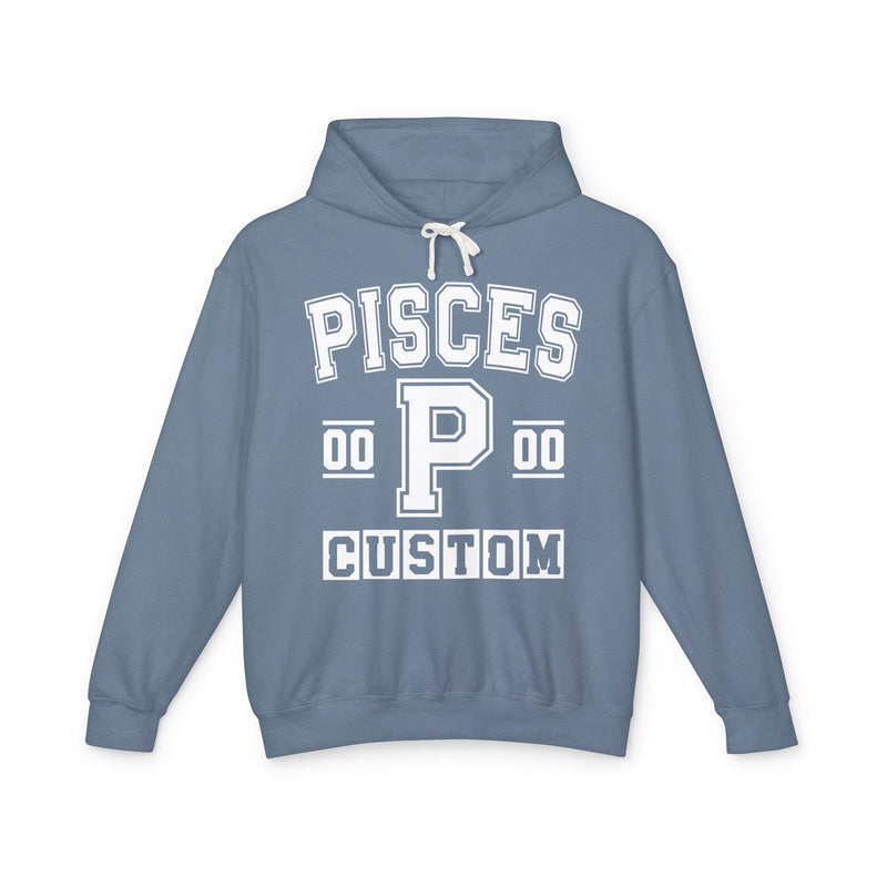 Custom Pisces Varsity Hoodie — Customize Birthday Day/Month/Year — Customize Gemini Season/Nation
