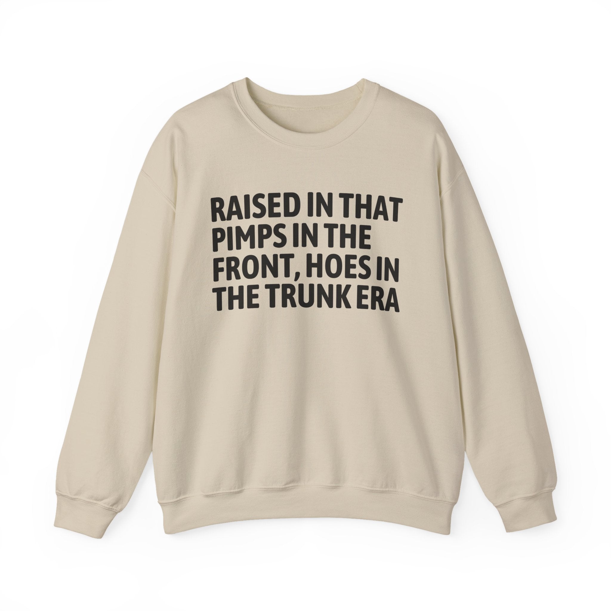Raised In That Pimps In The Front Hoes In The Trunk Era - Funny Back In The Day Statement Sweatshirt