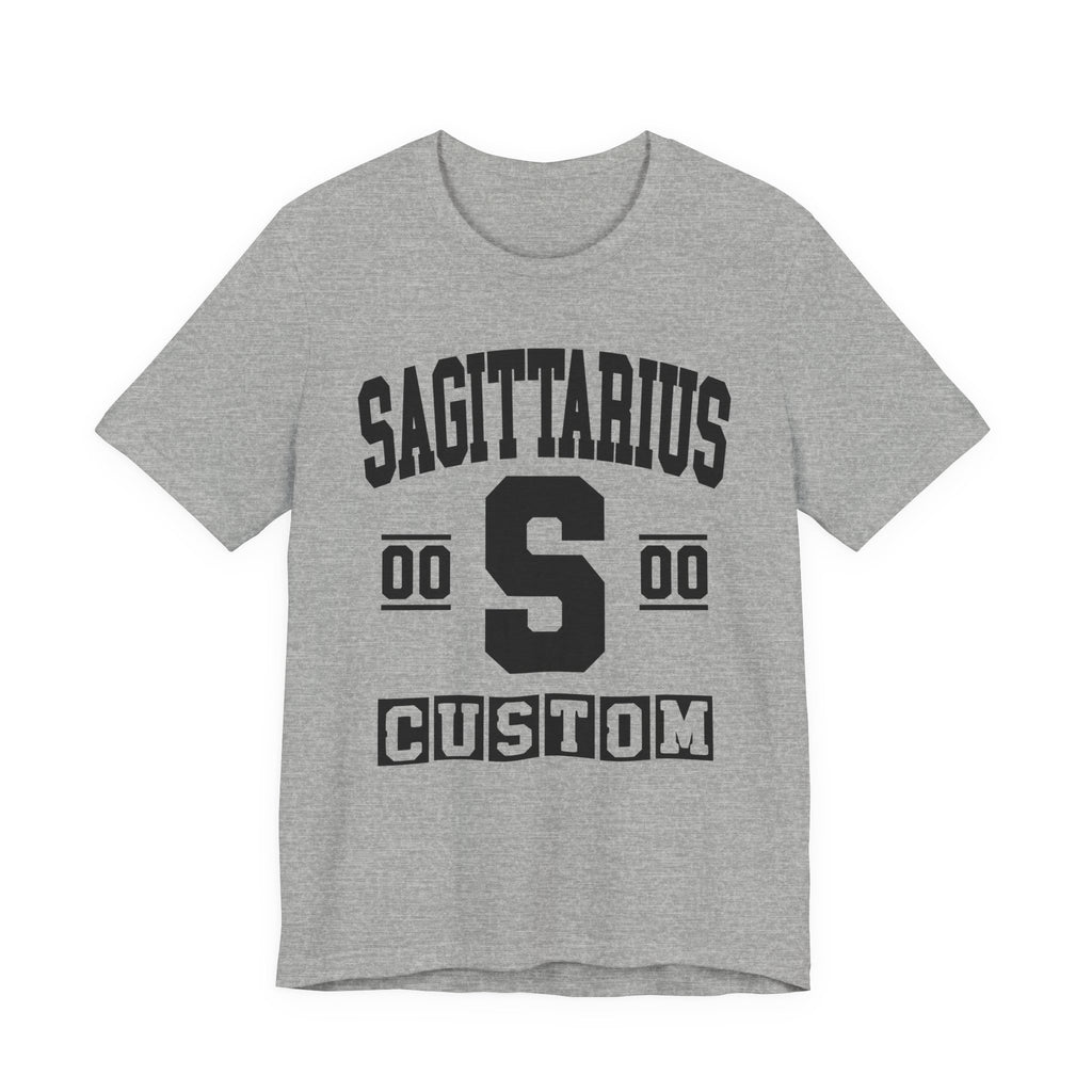 Custom Sagittarius Varsity Tee Shirt — Customize Birthday Day/Month/Year - Customize Season/nation/Society