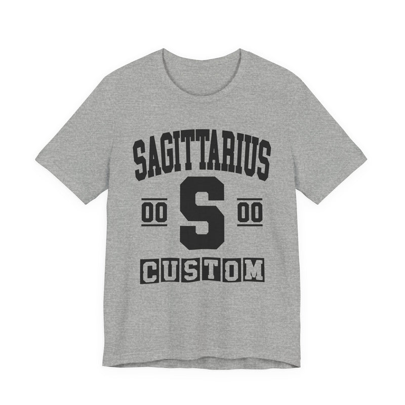 Custom Sagittarius Varsity T-Shirt — Customize Birthday Day/Month/Year — Customize Season/nation/Society