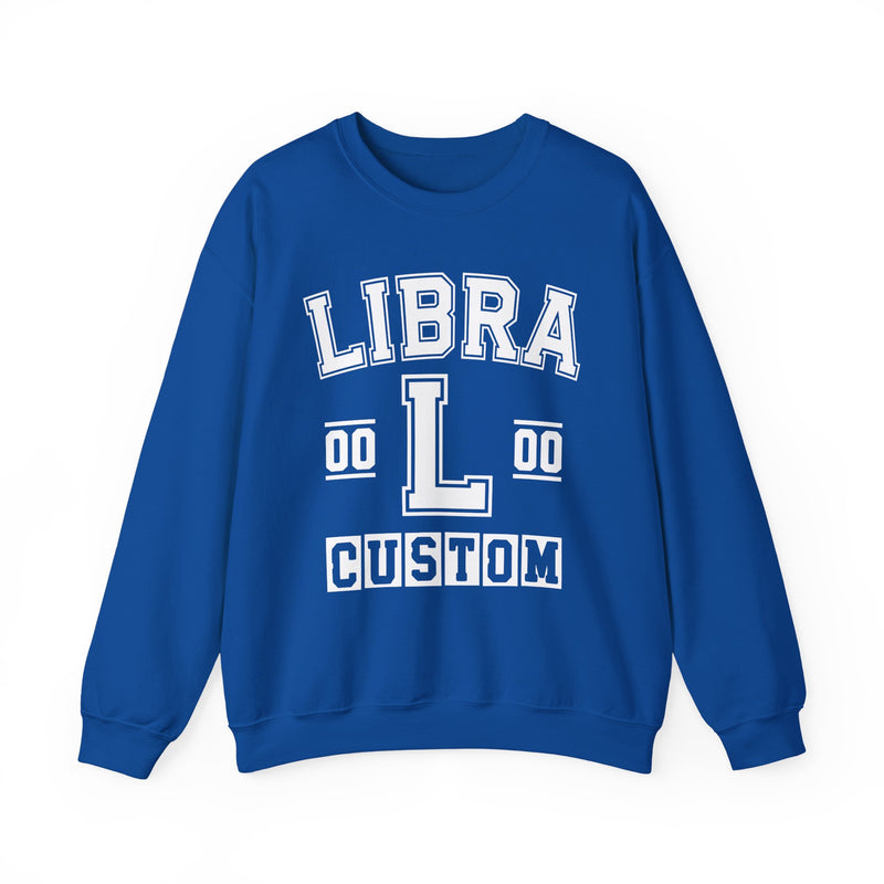 Custom Libra Varsity Sweatshirt — Customize Birthday Day/Month/Year — Customize Gemini Season/Nation