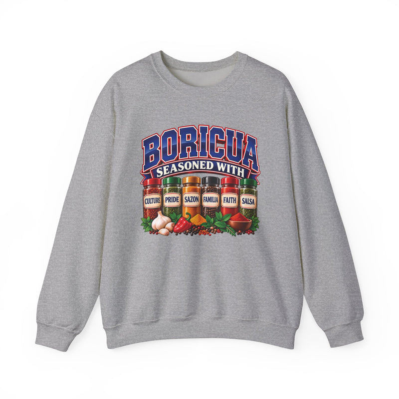 Boricua Seasoned With Culture Pride Sazon Familia Faith Salsa — Sweatshirt