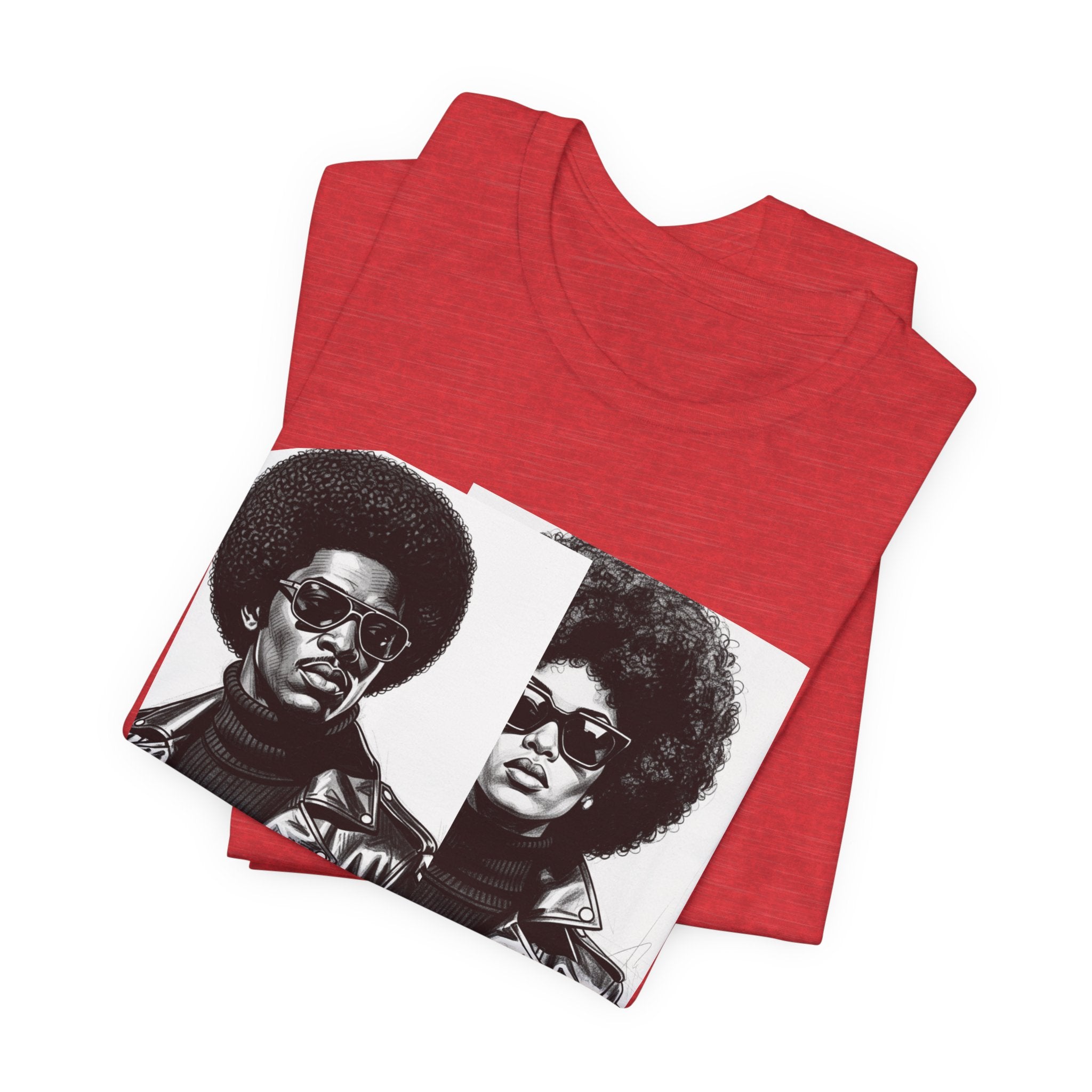 Black Power Couple - 70s with Retro Black Pride Tee Shirt