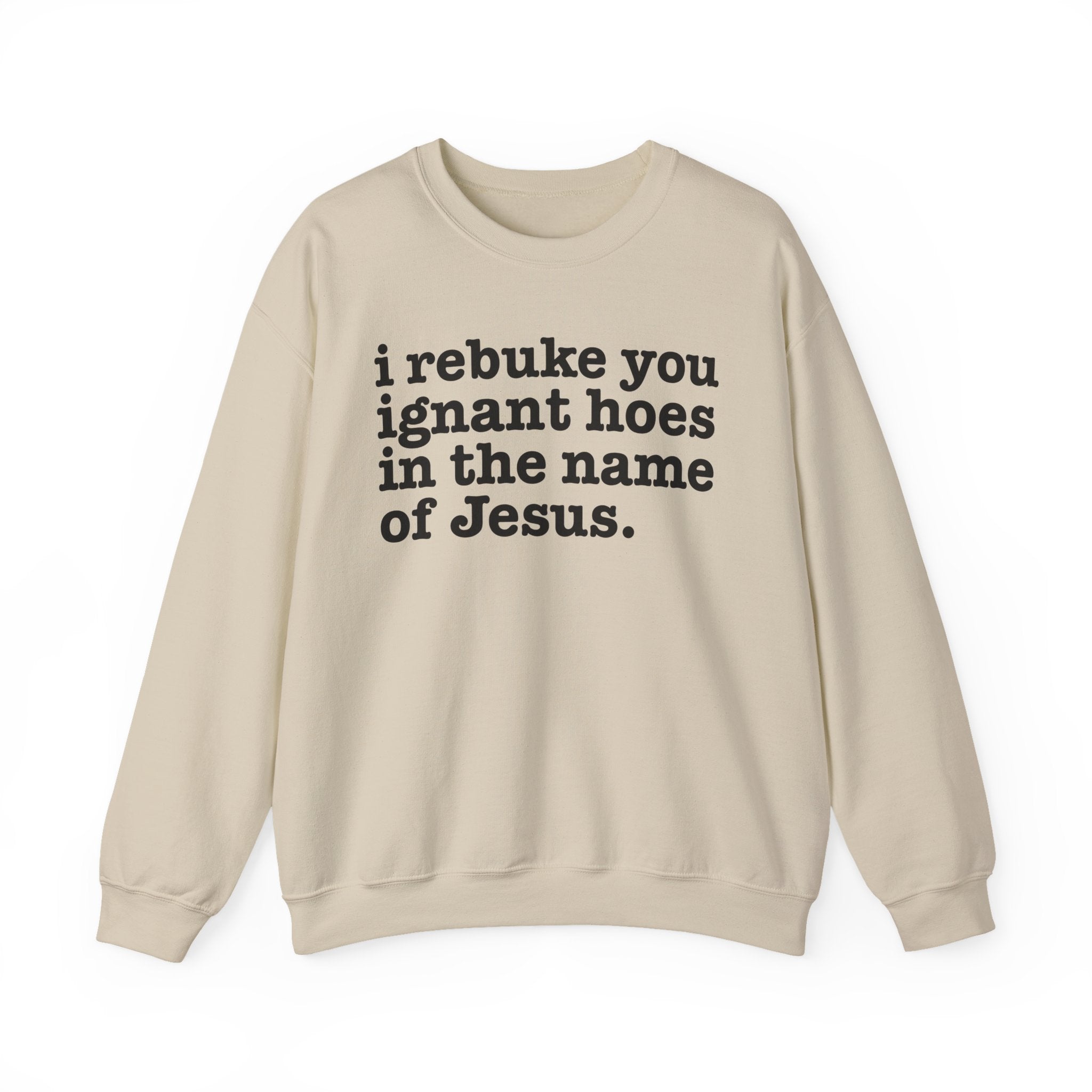I Rebuke You Ignant Hoes in the Name of Jesus — Christian Humor Sweatshirt