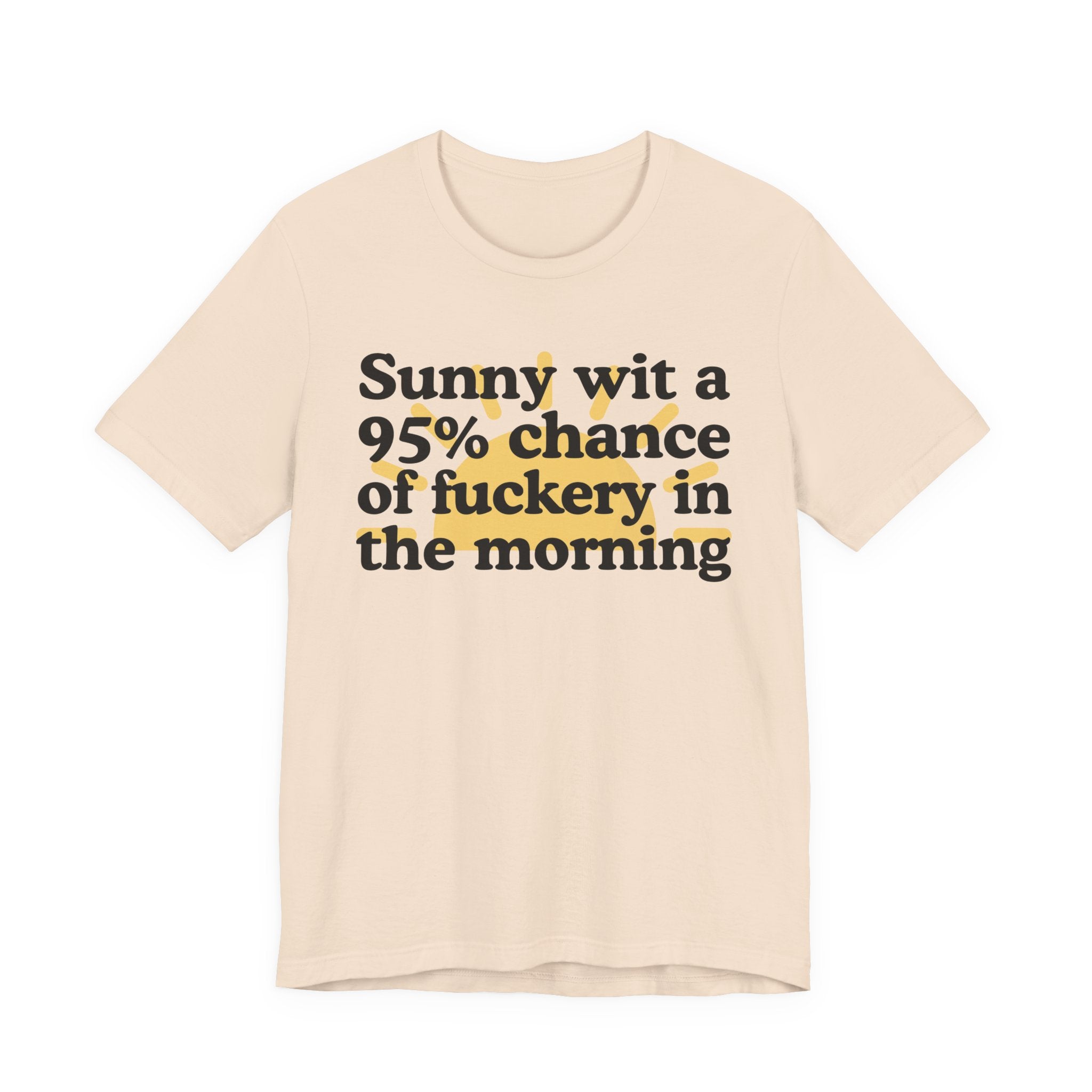 Sunny wit a 95% chance of Fuckery in the Morning —  Funny Weather Forecast T-Shirt