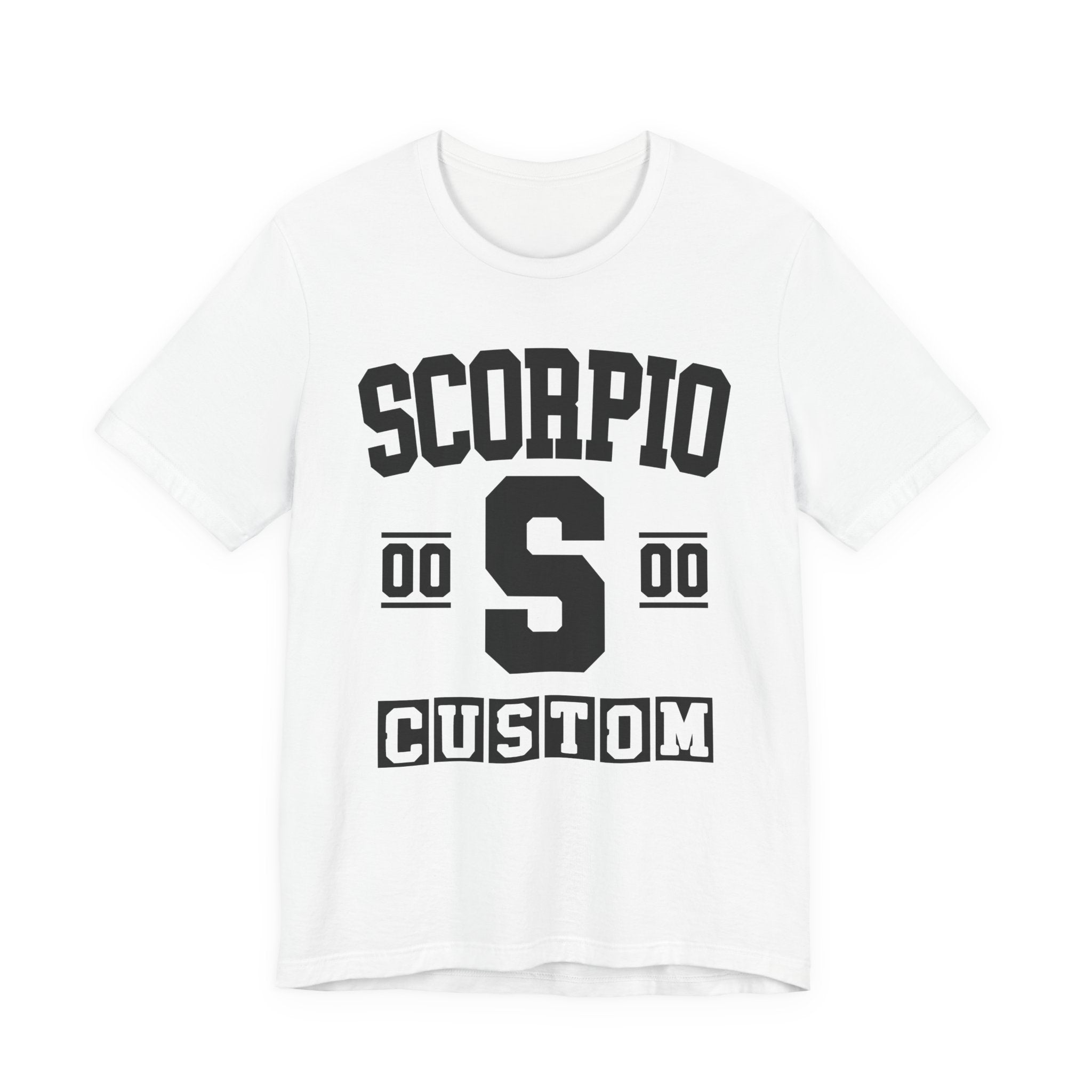 Custom Scorpio Varsity Tee Shirt — Customize Birthday Day/Month/Year - Customize Season/nation/Society